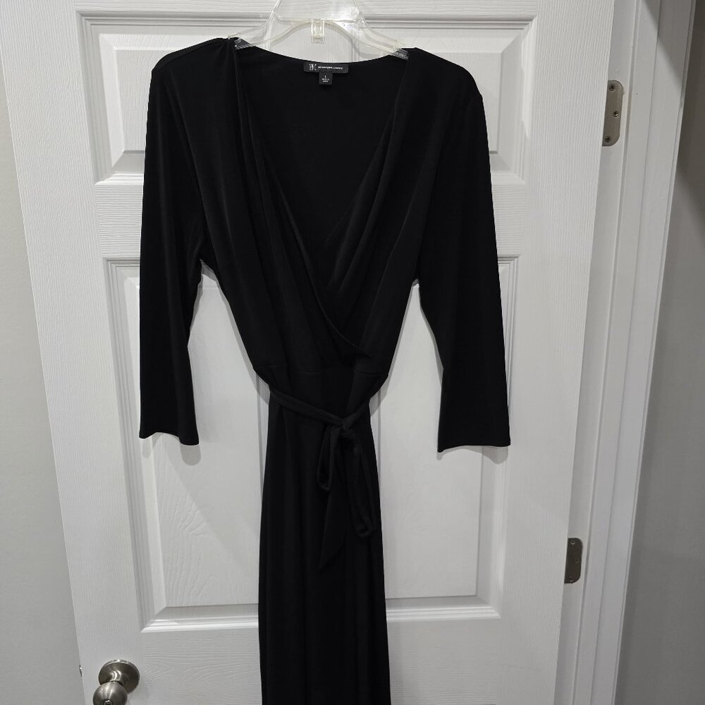 INC International Concepts Black Wrap Dress With V-Neckline Size L